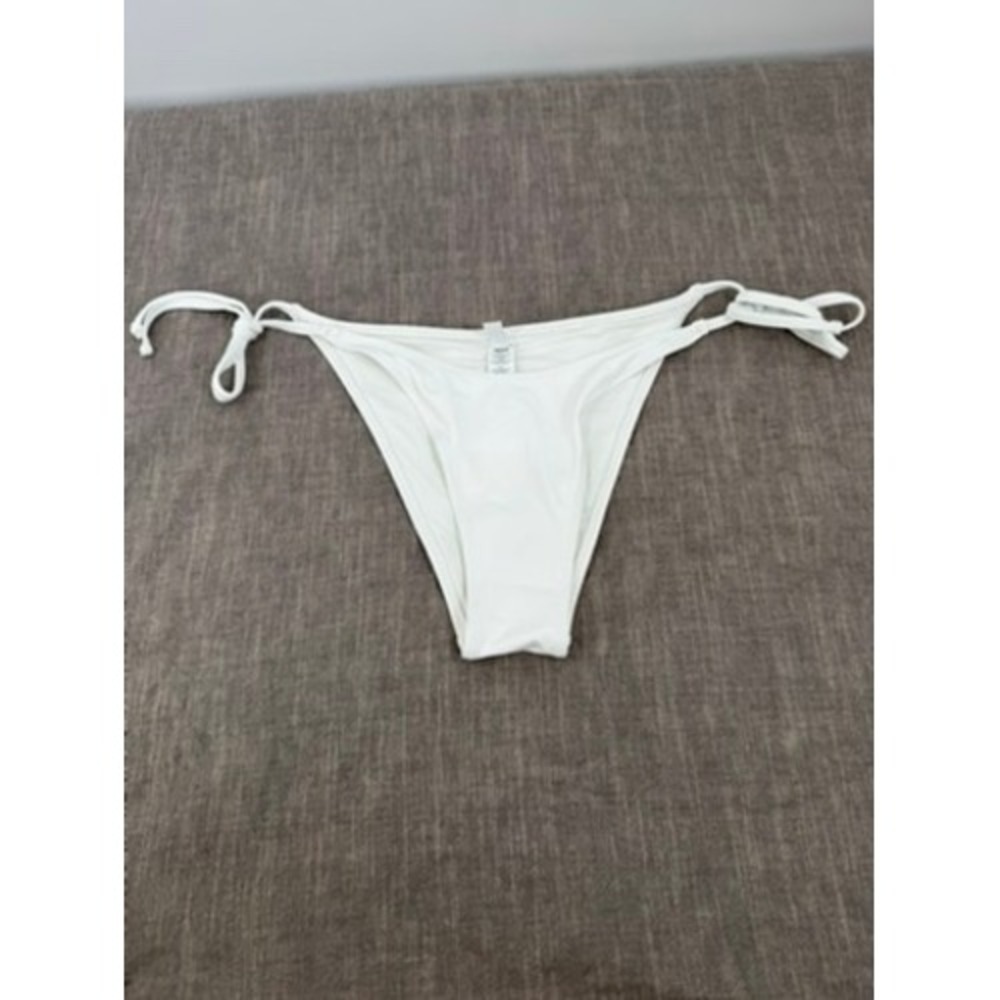 SKIMS Recycled Swim Dippy Tie Bikini Bottoms Snow White Size XS NWT
